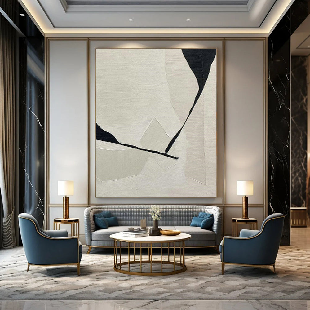 Black - White Geometric Abstract Art for Modern Office Meeting Rooms DLZ0240