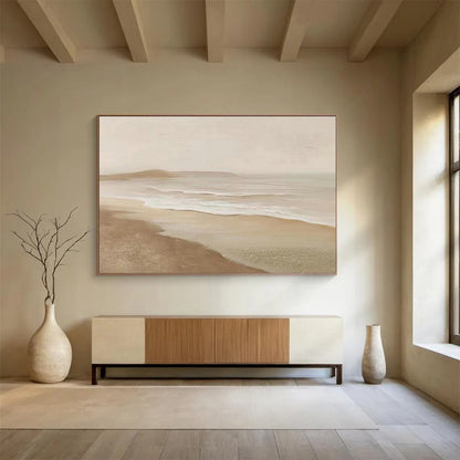 Light Brown Beach Landscape Art for Coastal Cottage DLZ2910