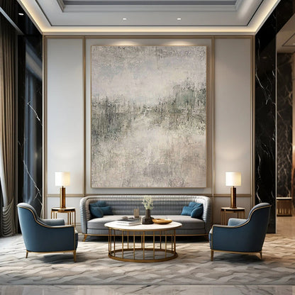 Gray - White Textured Abstract Art for Contemporary Art Lounge & Minimalist Bedroom DLZ1856
