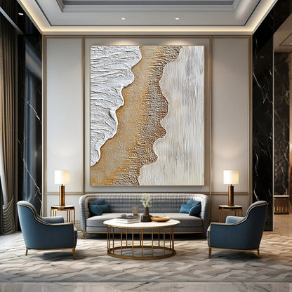 Textured Waves in Neutral Tones for Minimalist Home Office & Art Gallery Café STSC947