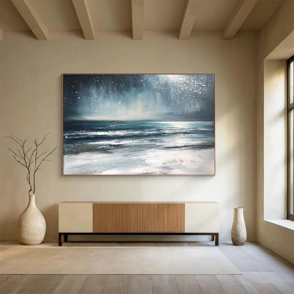 Starry Night Over the Ocean Art for Nautical - Themed Bedroom & Astronomy Lover’s Lounge SC412