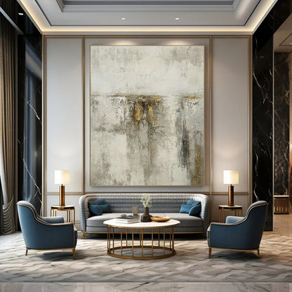 Grey - Gold Texture Abstract Art for Living Room & Bedroom DLZ0546