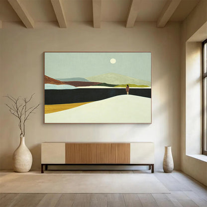 Moonlit Figure Landscape Art for Serene Bedroom Retreats DLZ3123