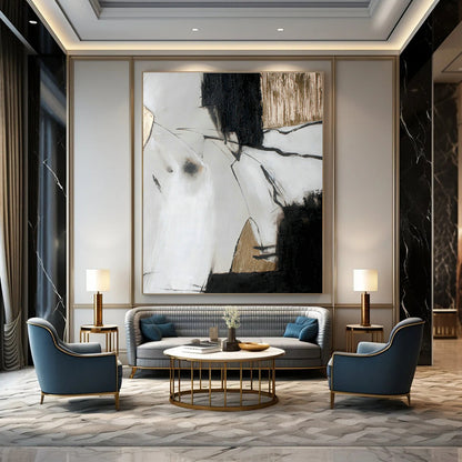 Sophisticated Black & Gold Abstract Art for Dining Room & Office DLZ0394