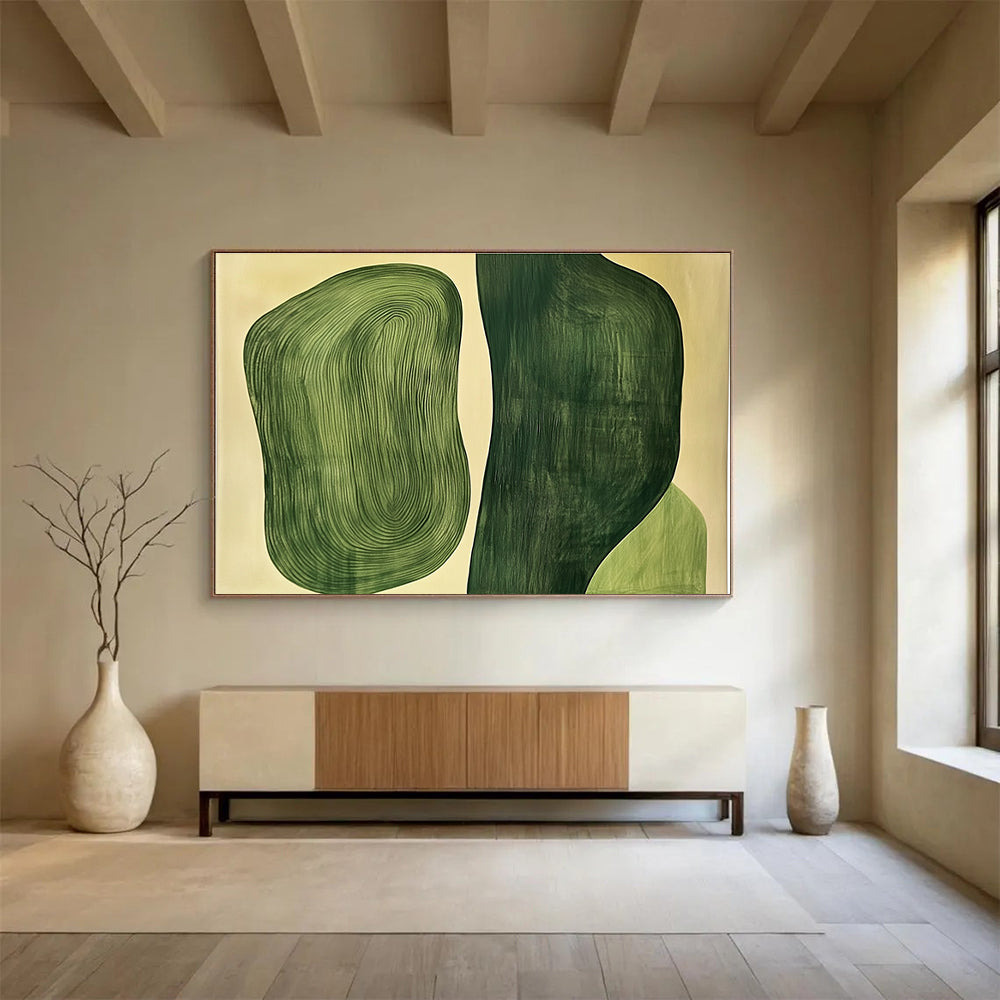 Green Organic Shapes Art for Eco - Friendly Café & Nature - Themed Bedroom SC204