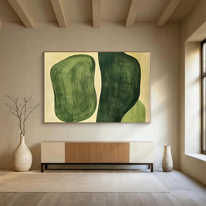 Green Organic Shapes Art for Eco - Friendly Café & Nature - Themed Bedroom SC204