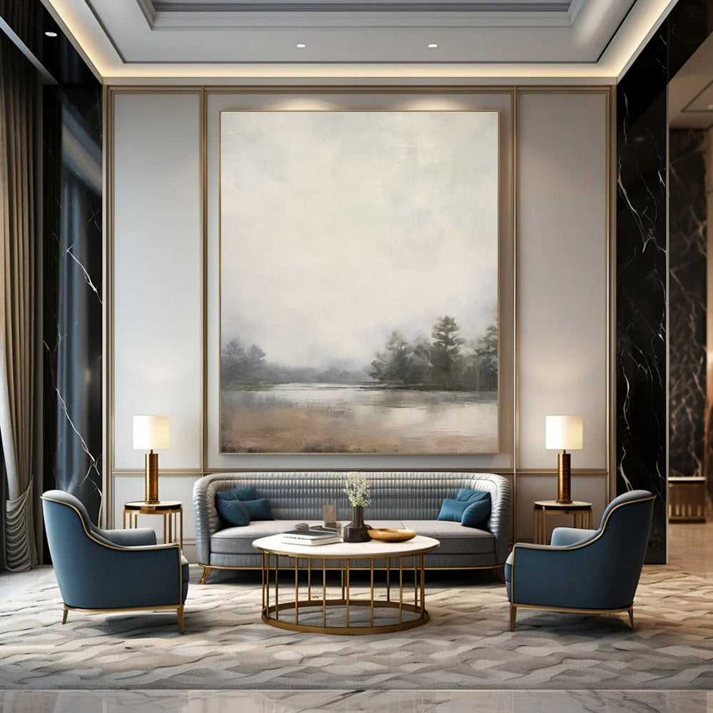 Misty Lake Landscape Art for Lakeside Cottage & Nature - Inspired Spa DLZ0720