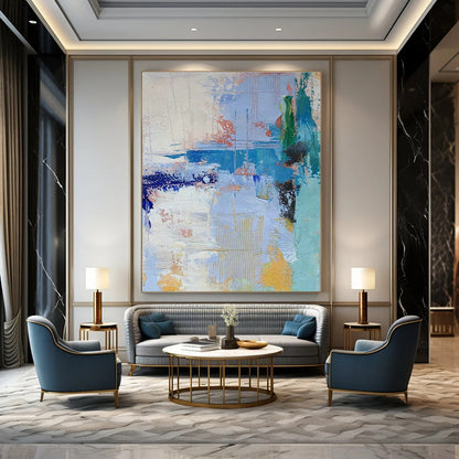 Colorful Blue Abstract Art for Living Room & Office DLZ0335