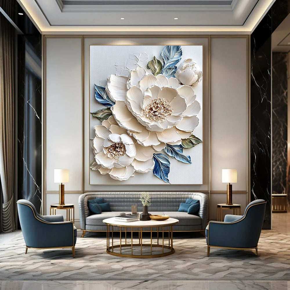 Textured White Flowers for Luxury Spa & Elegant Home Entryway STSC366