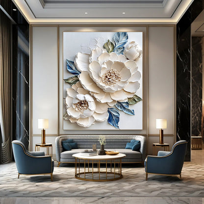 Textured White Flowers for Luxury Spa & Elegant Home Entryway STSC366