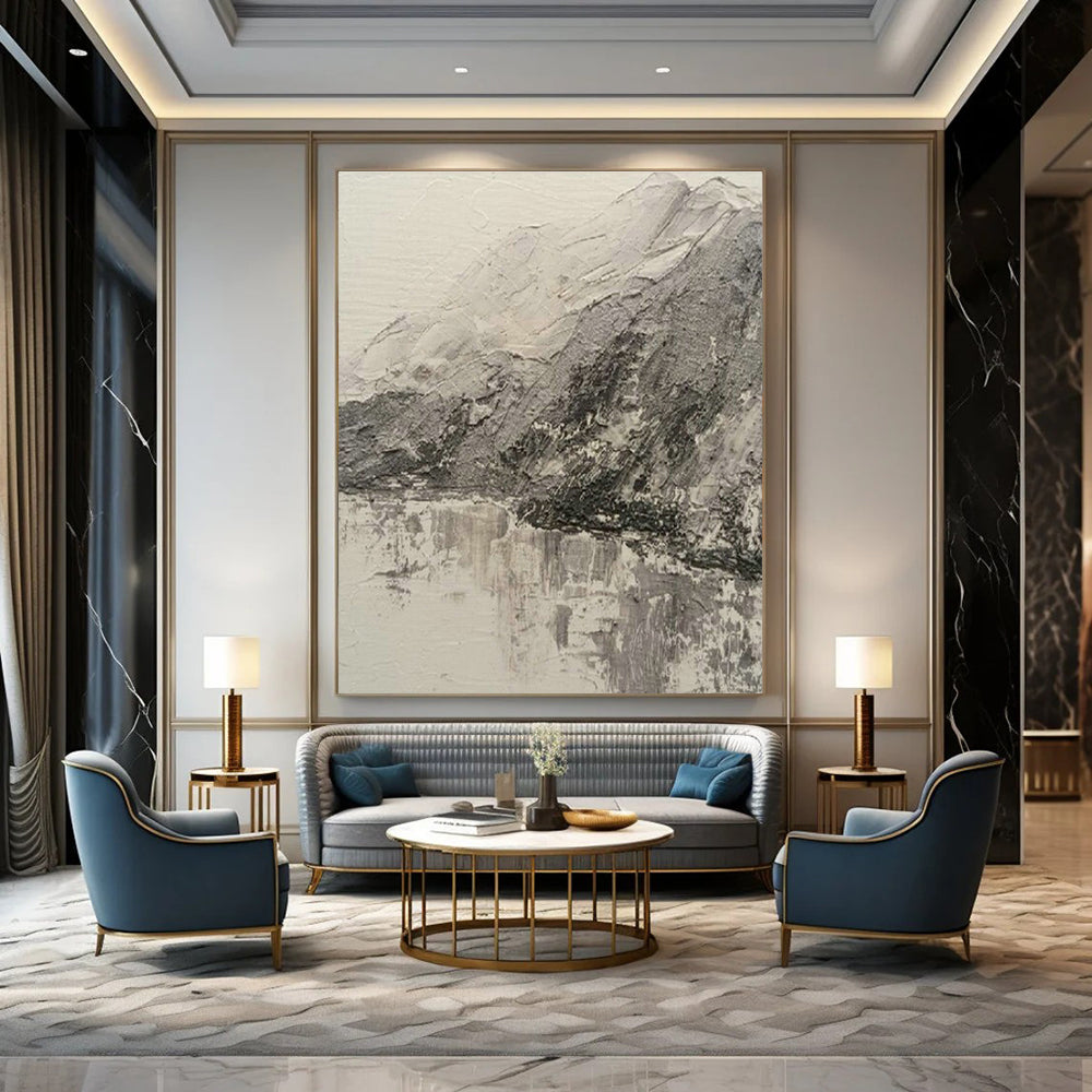 Monochrome Mountain Landscape Art for Nature - Inspired Home Office & Minimalist Gallery DLZ2115