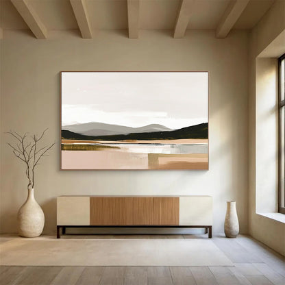 Minimalist Mountain Lake Art for Modern Home Office & Scandinavian - Style Living Room SC081