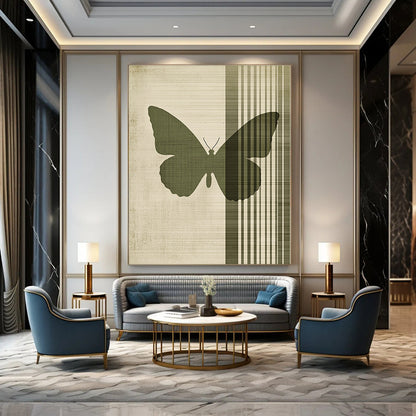 Green Butterfly Silhouette for Bohemian - style Garden Room & Nature - loving Home Entryway STSC1009
