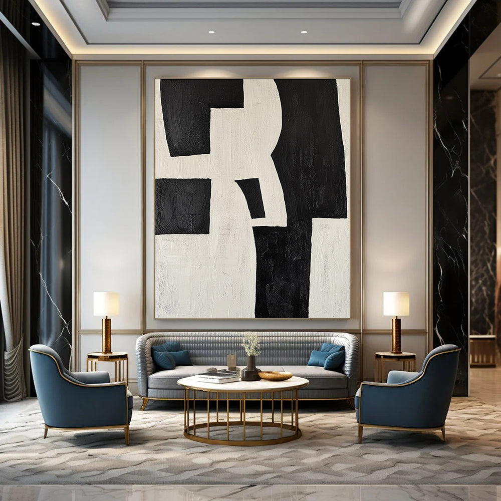 Black and White Geometric Abstract for Minimalist Studio & Modern Office STSC389