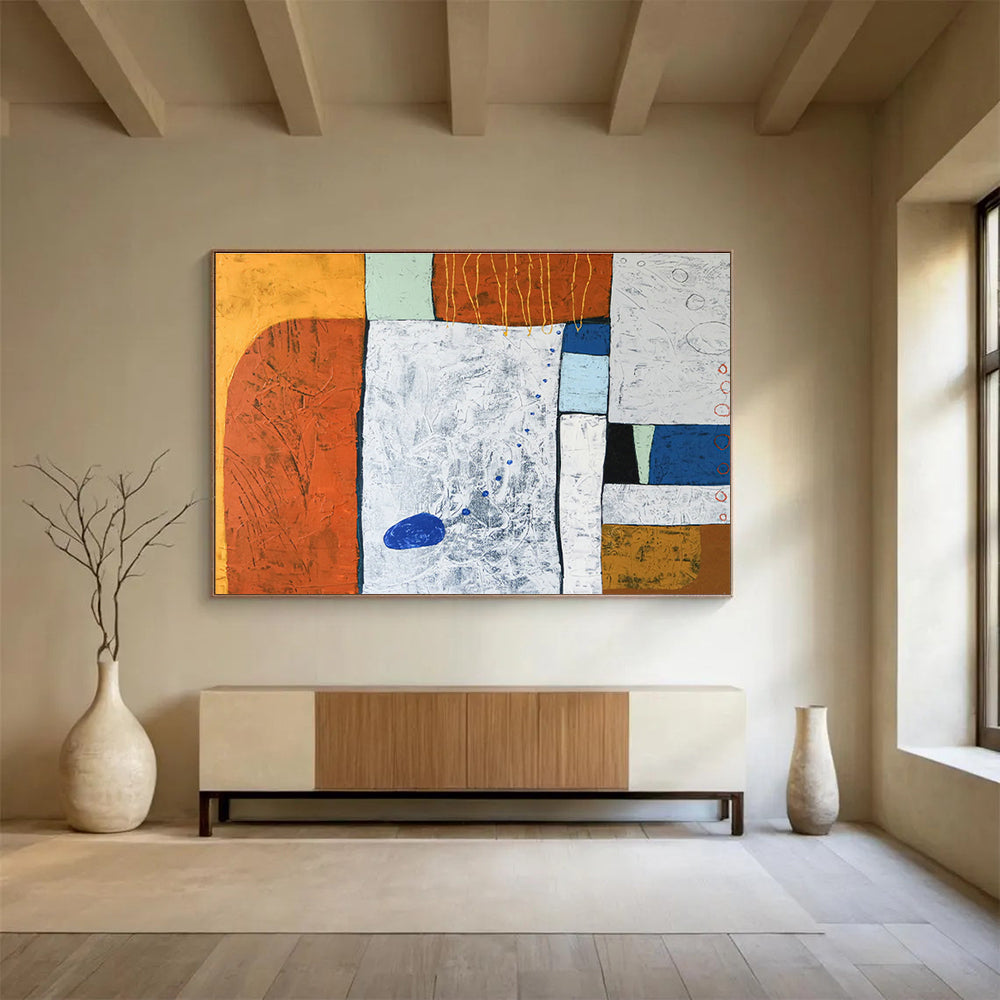 Orange - White Textured Abstract for Industrial Loft DLZ2940