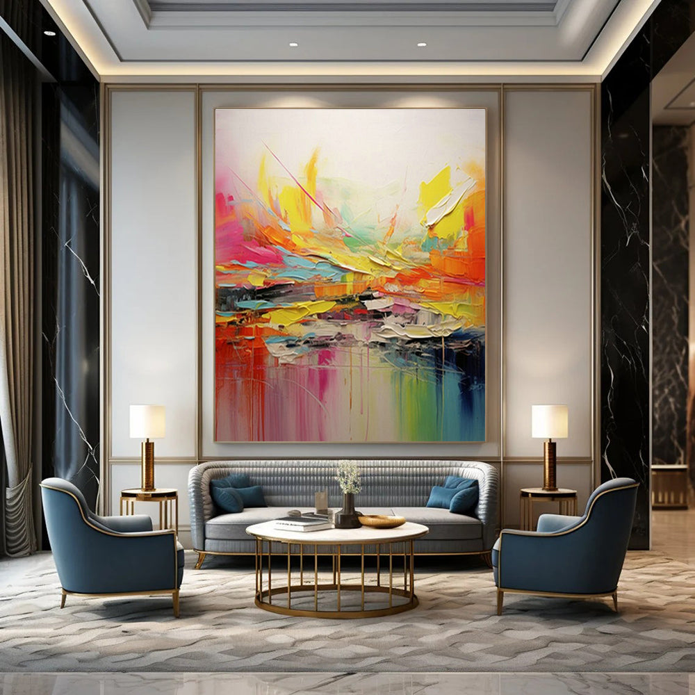 Color - Splashed Abstract Art for Modern Studio Loft & Vibrant Art Café DLZ1560