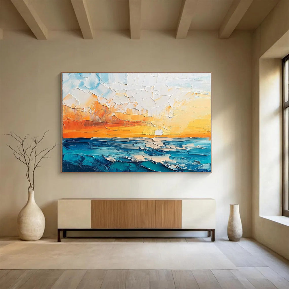 Textured Sea Sunset Art for Beachfront Restaurant & Nautical - Inspired Art Gallery SC132