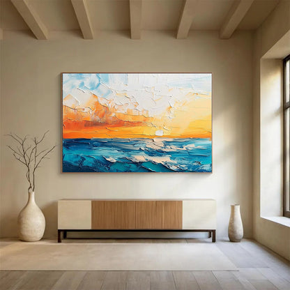 Textured Sea Sunset Art for Beachfront Restaurant & Nautical - Inspired Art Gallery SC132