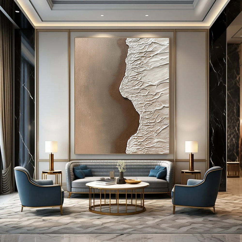 Textured Earth - Tone Shoreline for Rustic Farmhouse Dining Room & Nature Art Gallery STSC954
