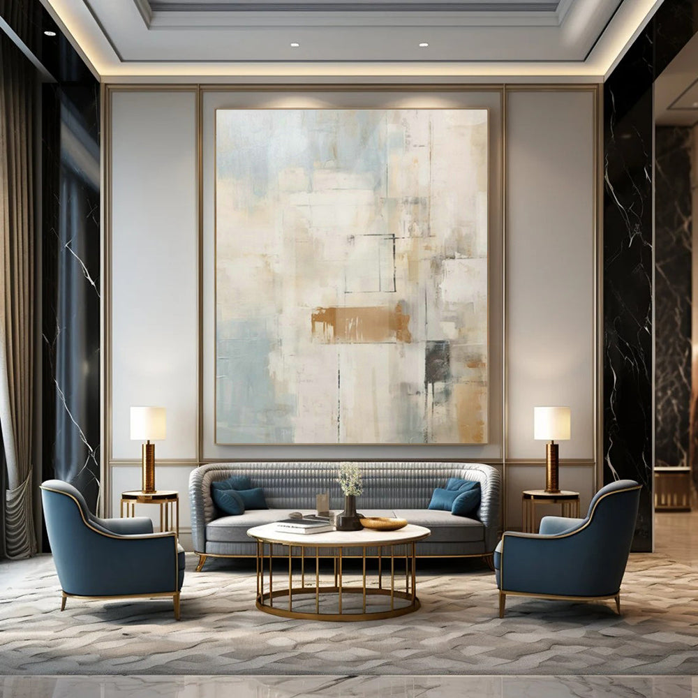 Light Blue - Brown Abstract Art for Coastal - Inspired Home & Art - Themed Hotel DLZ1957