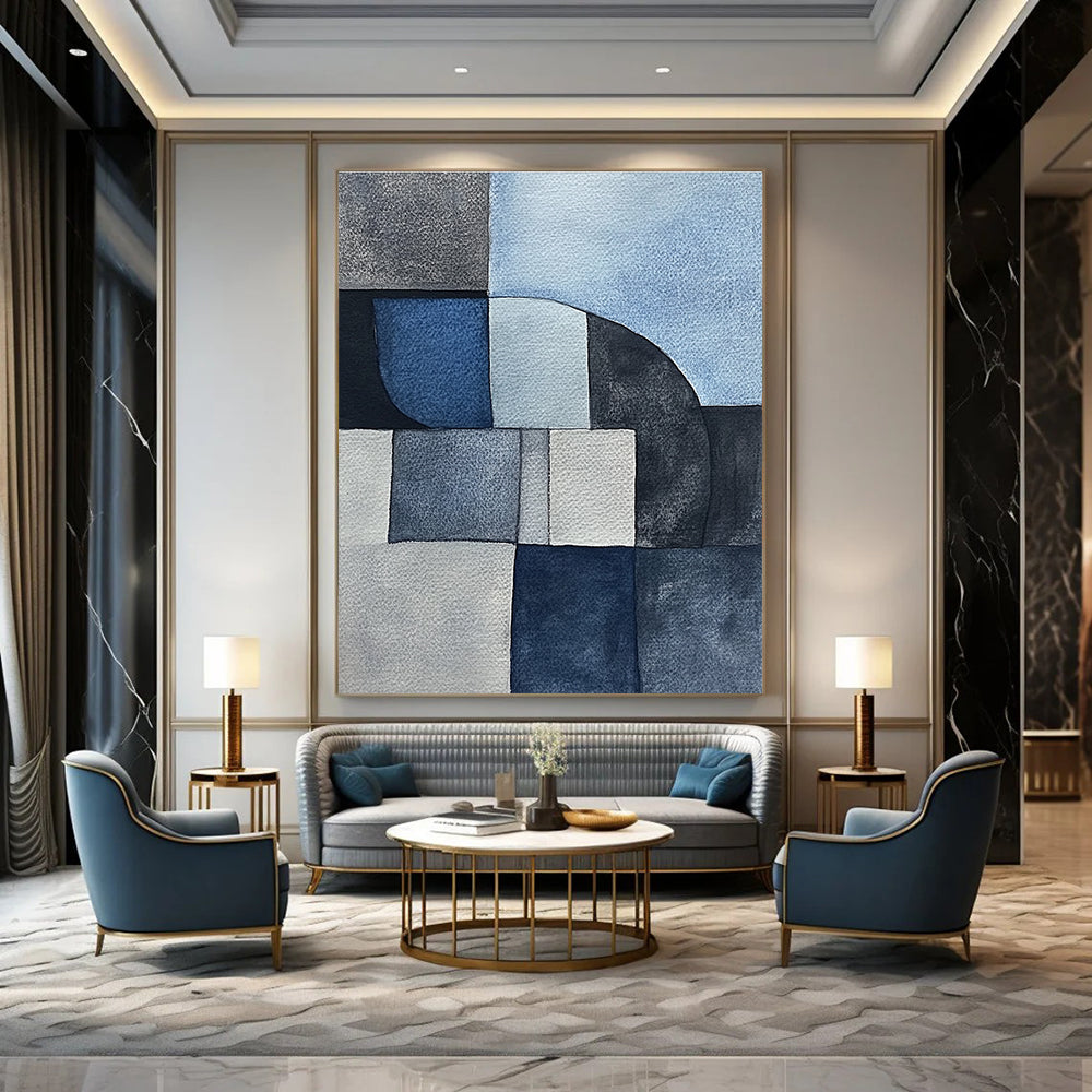 Blue - Toned Geometric Abstract for Modern Office & Art - Centric Home STSC240