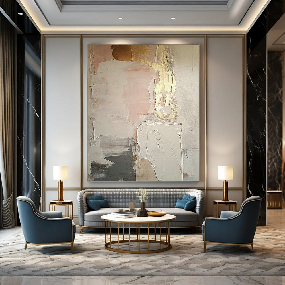 Pink - Gold Textured Art for Feminine Spa Waiting Areas DLZ0130