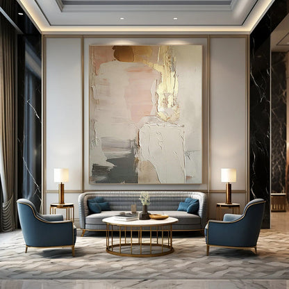 Pink - Gold Textured Art for Feminine Spa Waiting Areas DLZ0130
