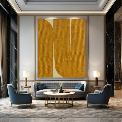 Yellow - White Textured Abstract Art for Modern Office & Art Gallery DLZ1251