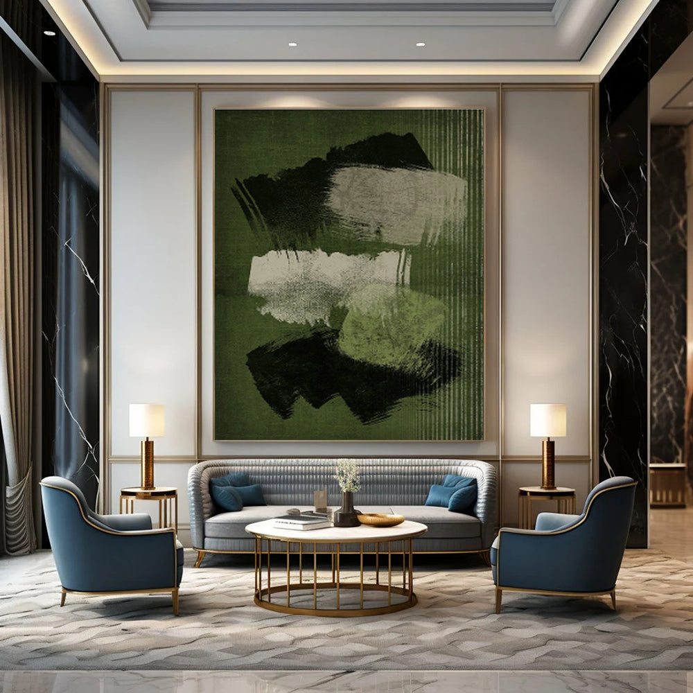 Expressive Green Brushstroke Art for Industrial - Style Loft & Artistic Workplace DLZ1379