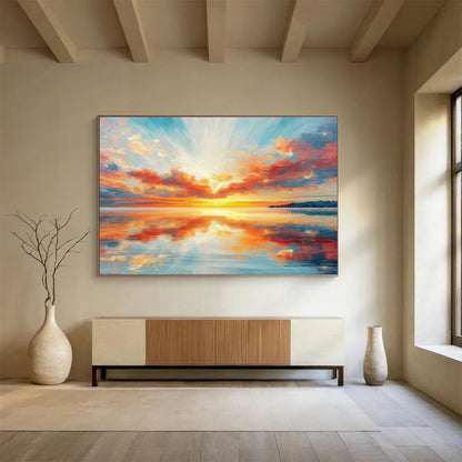 Sunrise Sea View Painting for Coastal Home Living Room DLZ3006
