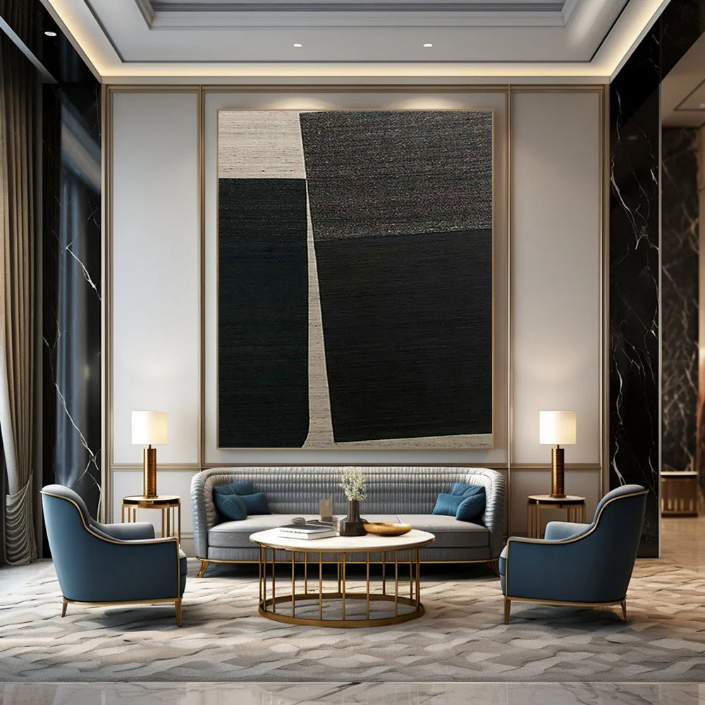 Black - White Geometric Art for Industrial - Style Café & Modern Art Gallery DLZ1505