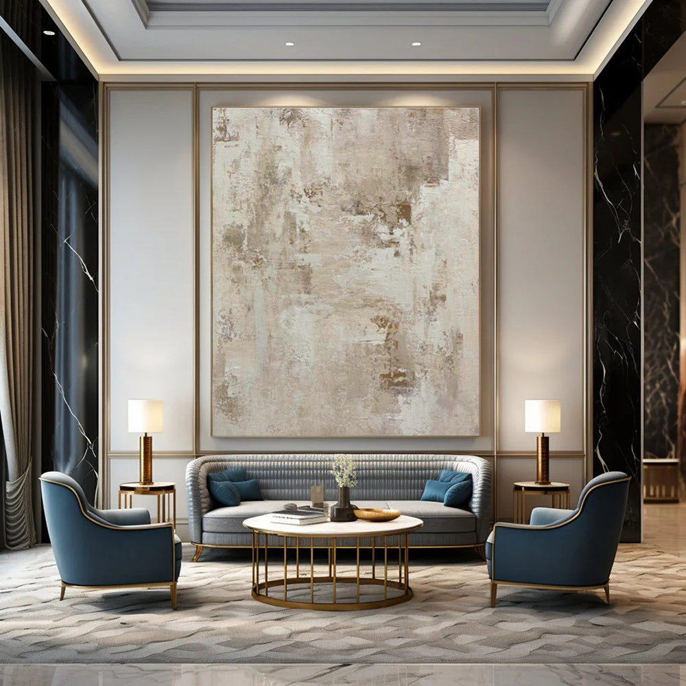 Beige - Gray Textured Abstract Art for Cozy Living Room Corners DLZ0245
