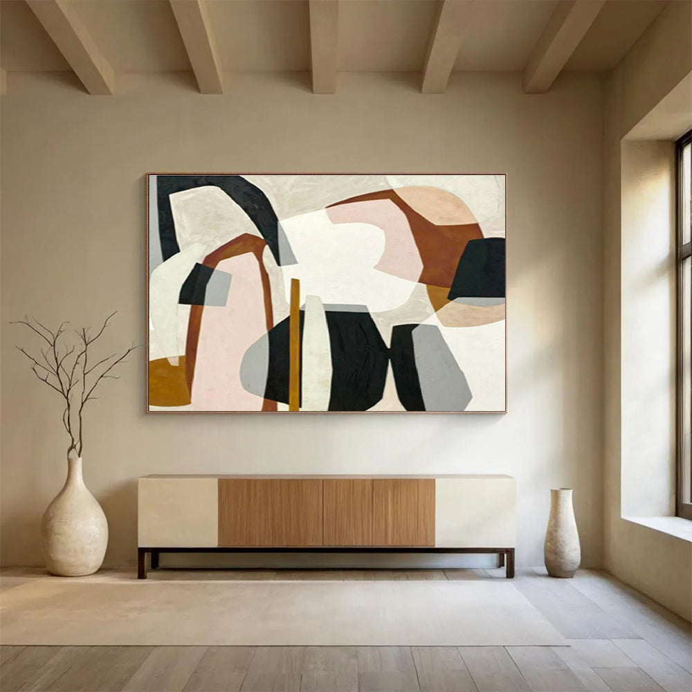 Pink - Brown Geometric Abstract for Bohemian Bedroom DLZ2965