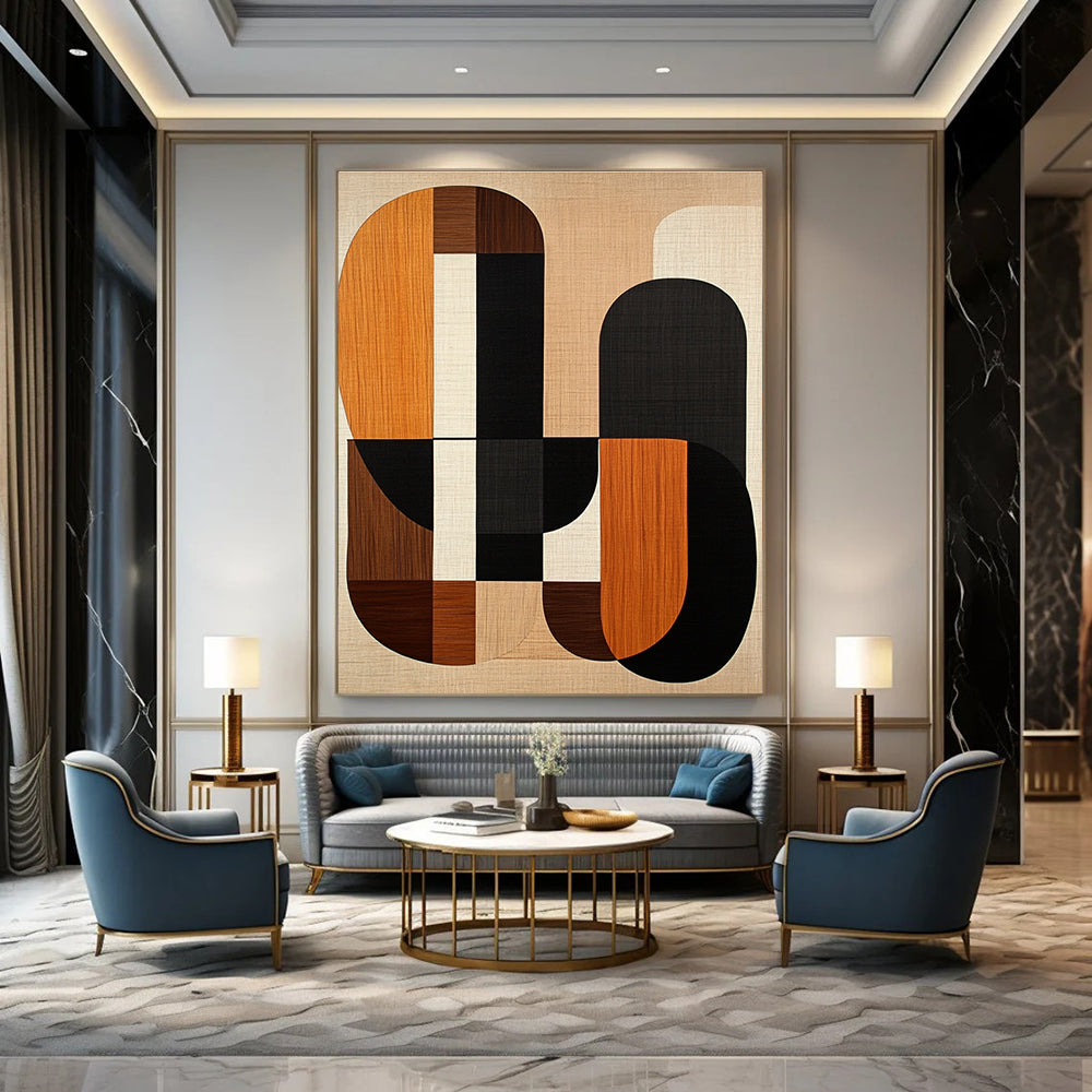 Wooden - Texture Geometric Shapes Art for Home Decor Store & Mid - Century Modern Living Room STSC1319