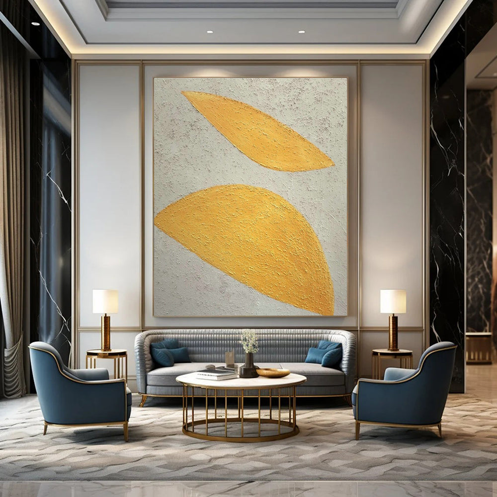 Yellow - White Leaf - Shaped Art for Scandinavian Nursery & Botanical Art Studio DLZ1887