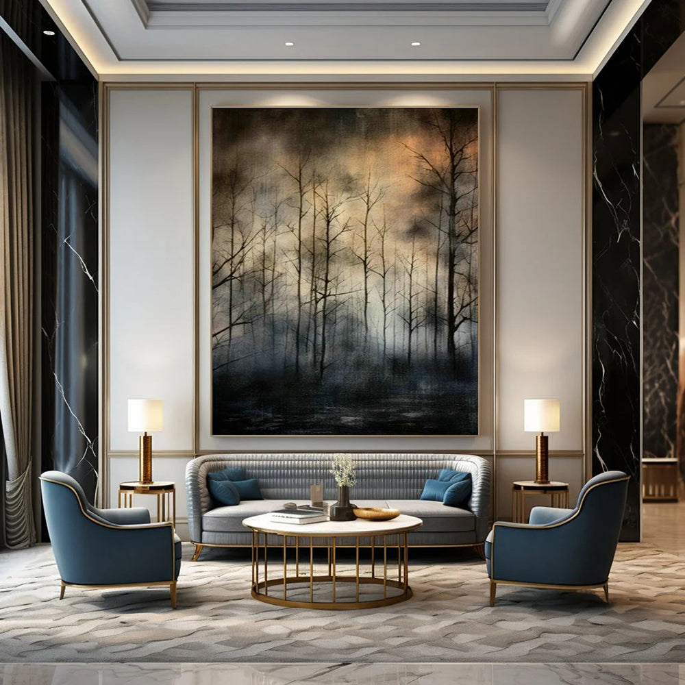 Dark Forest Landscape Art for Gothic - Themed Library & Nature - Inspired Lounge DLZ2119