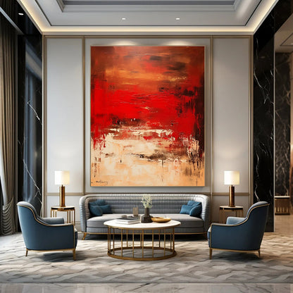 Red - Toned Abstract Art for High - end Club & Art - inspired Residence DLZ0787