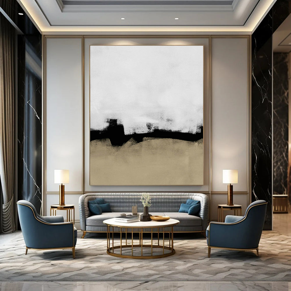 Black - White - Brown Abstract Art for Living Room & Study DLZ0515