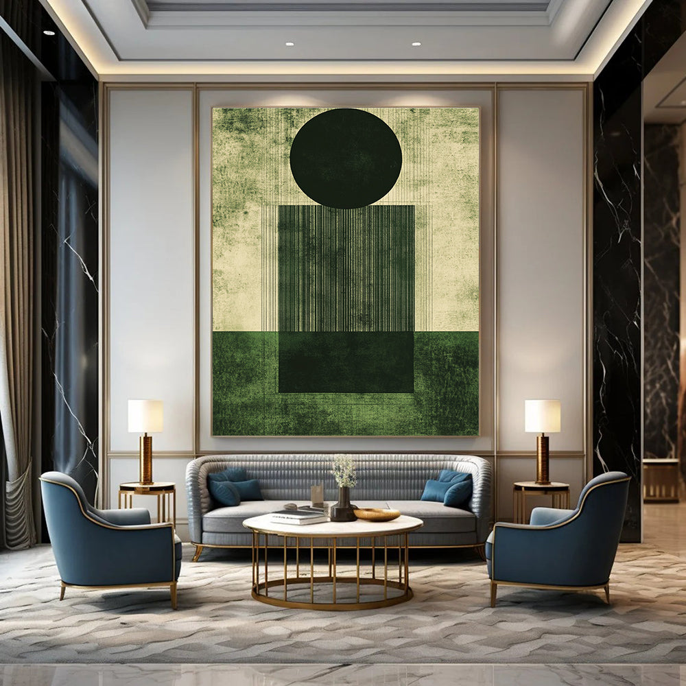 Geometric Black and Green for Avant - Garde Home Living Room & Modern Art Institute STSC1006