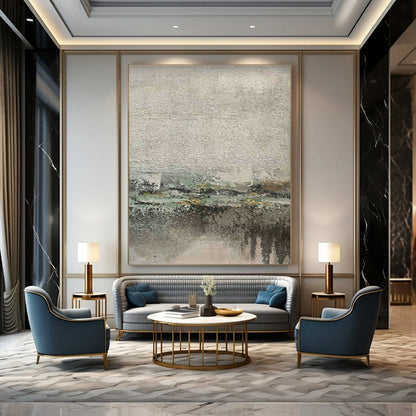 Gray - Green Abstract Landscape for Contemporary Art Museum & Eco - Friendly Home Living Room DLZ0889