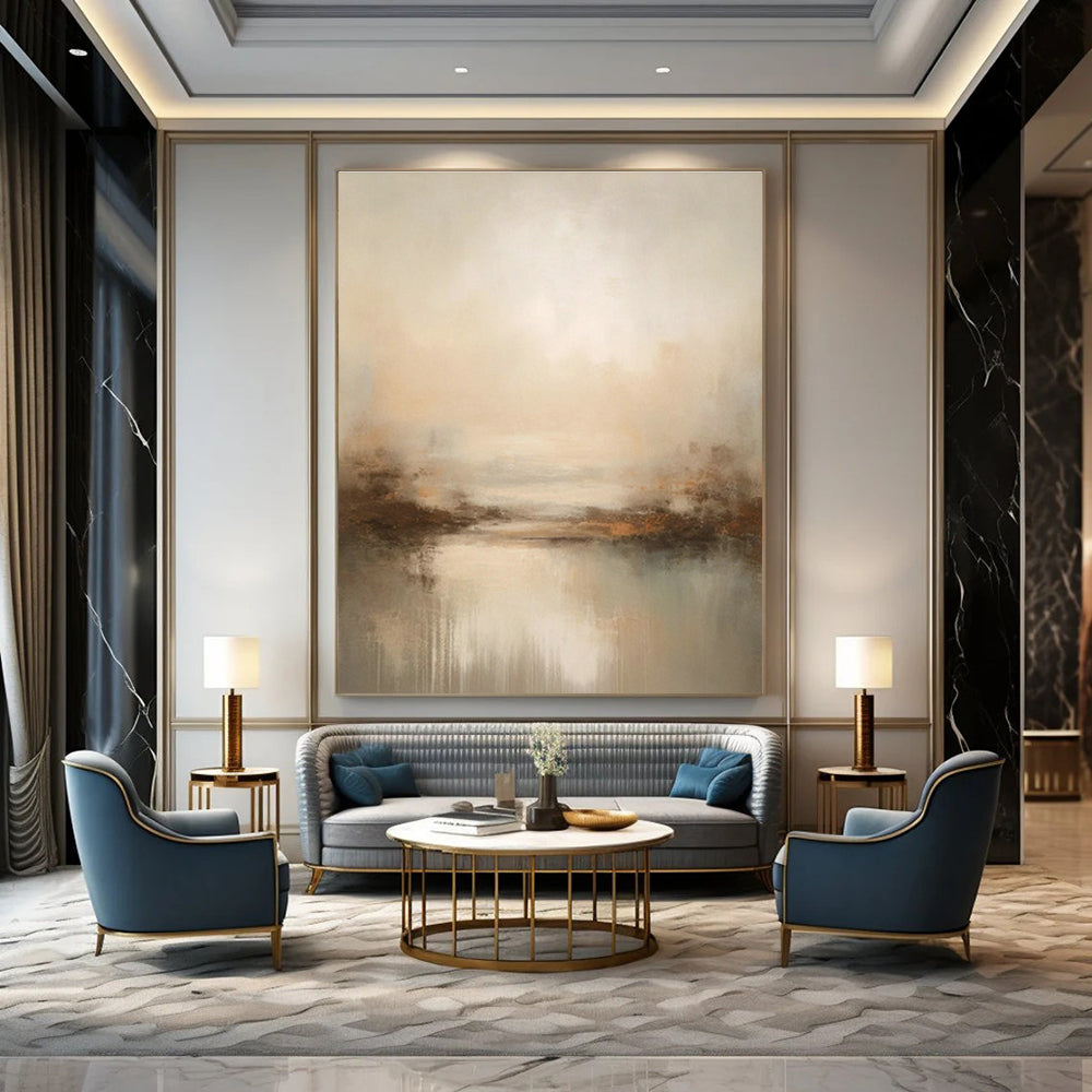 Soft - Toned Landscape Abstract Art for Bedroom & Spa Retreat DLZ1259