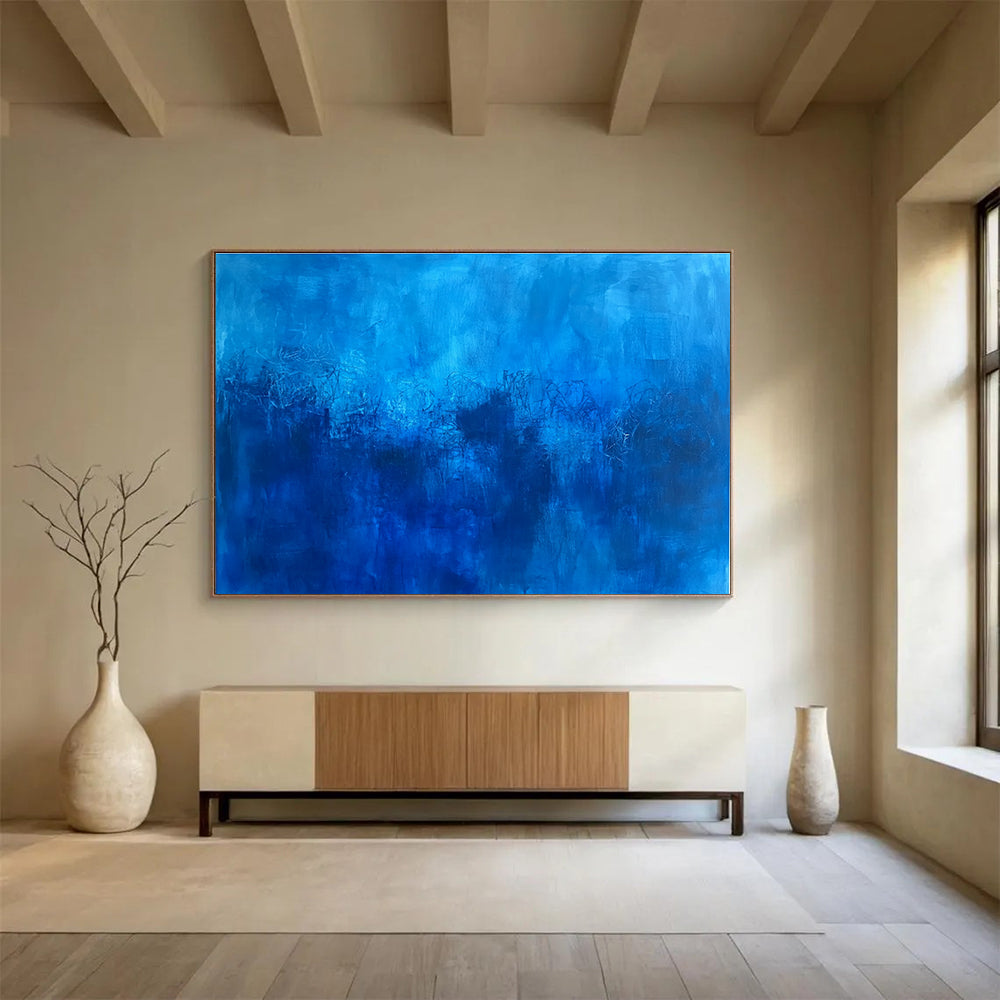 Deep Blue Abstract Landscape Art for Nature Reserve Visitor Center & Spiritual Retreat SC036