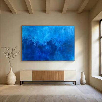Deep Blue Abstract Landscape Art for Nature Reserve Visitor Center & Spiritual Retreat SC036