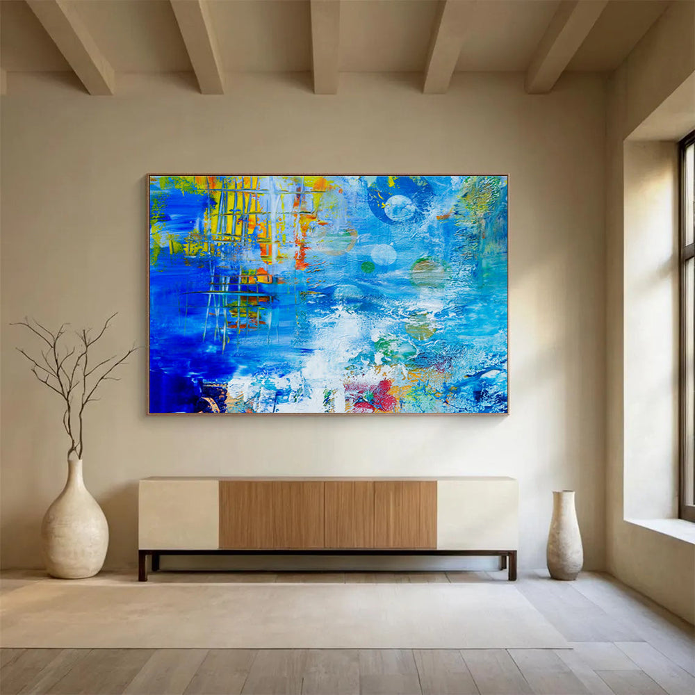 Blue - Toned Colorful Abstract Art for Vibrant Living Room DLZ2823