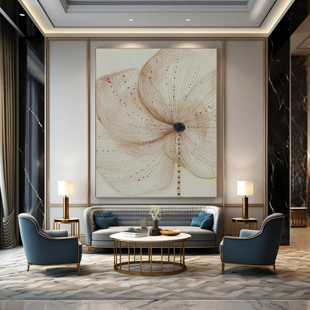Light Brown Flower Drawing for Bedroom & Living Room DLZ0410