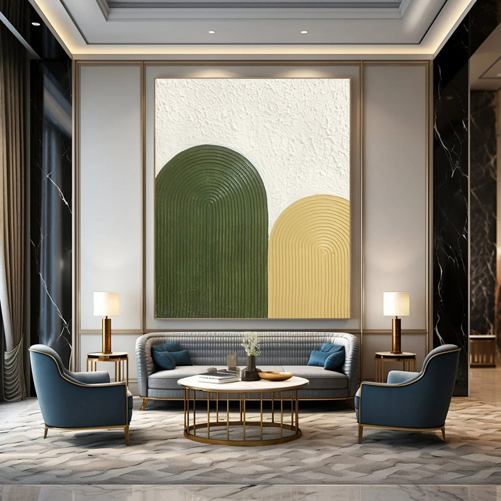 Green - Yellow Relief Art for Mid - Century Kitchen & Outdoor Café DLZ1183