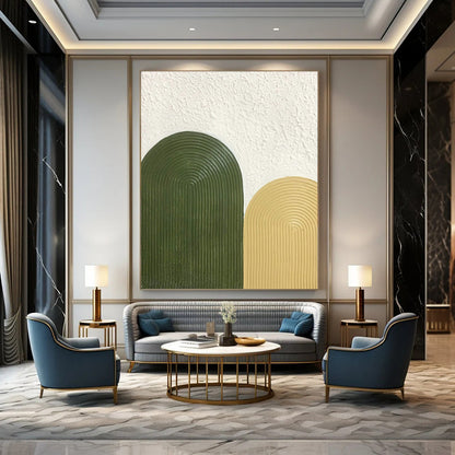 Green - Yellow Relief Art for Mid - Century Kitchen & Outdoor Café DLZ1183
