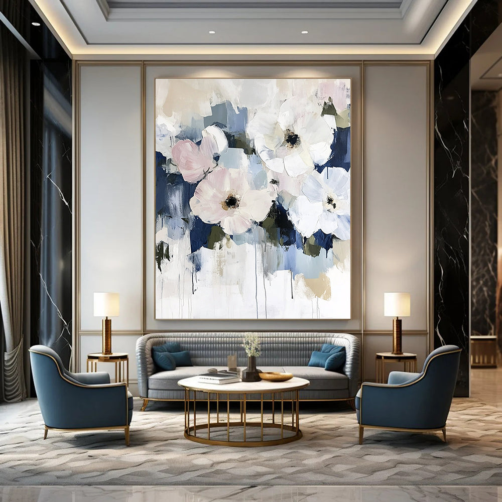 Artistic Blue - Background Flower Art for Art Gallery & Office Lounge STSC056