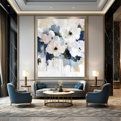 Artistic Blue - Background Flower Art for Art Gallery & Office Lounge STSC056