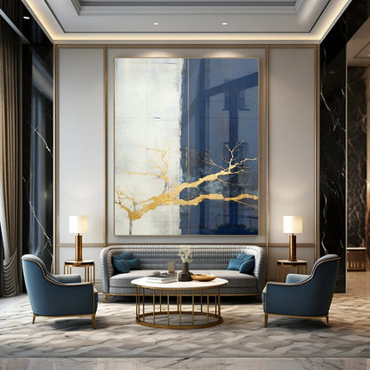 Gold - Branch Glass Abstract Art for Luxury Spa & Nature - Themed Art Gallery DLZ1948